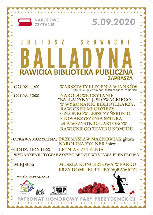 NARODOWE CZYTANIE 2020 PLAKAT RBP